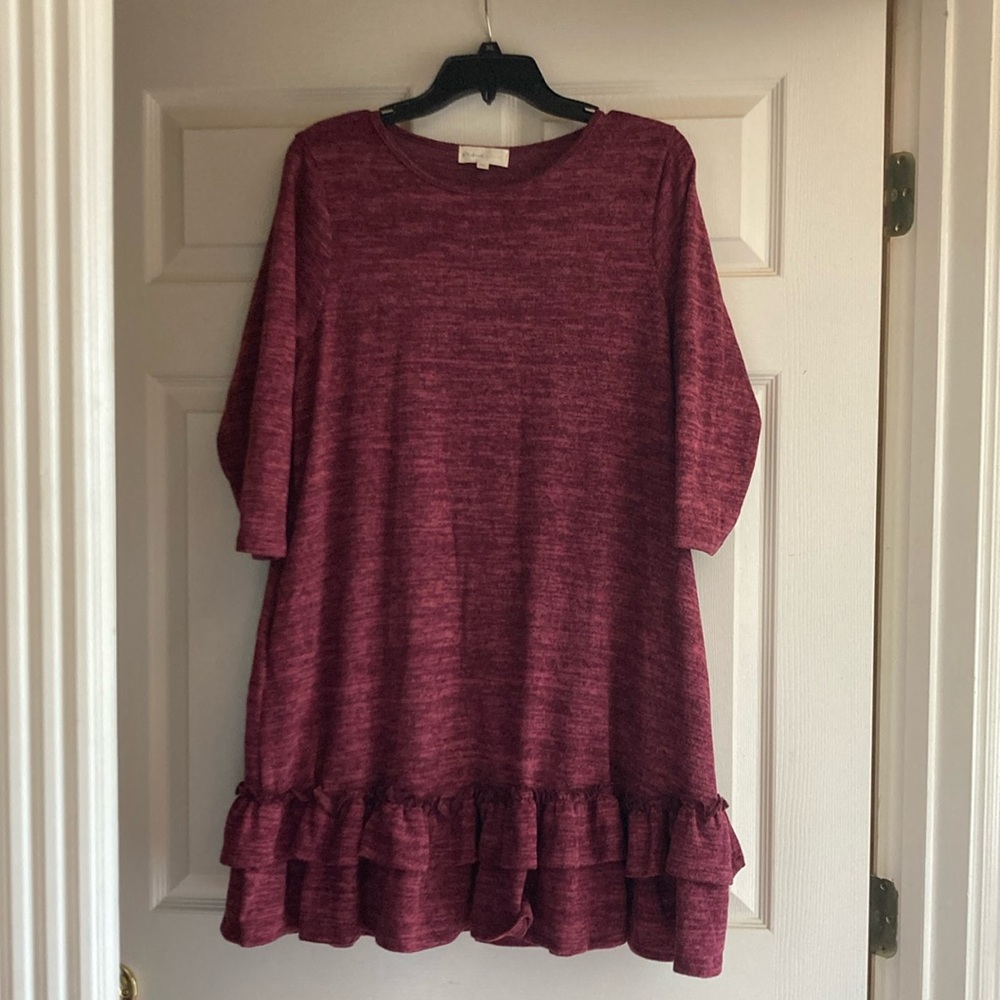 Perfect Peach ruffled bottom tunic/ dress XL
